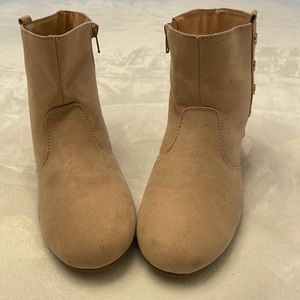 Kids Tan Booties -Gold heel